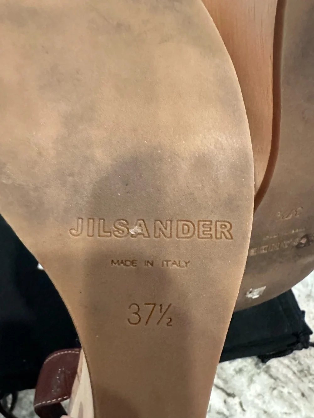 Jil Sander Y2K Leather Cork Wood Wedge Sandals Brown 37.5 Made in Italy